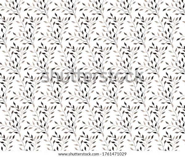 Abstract Black Color Leaf Seamless Pattern Stock Vector (Royalty Free ...