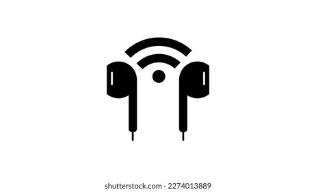 Abstract black color vector blue tooth earphones icon design on white color eps 10 background.