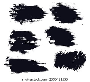 Abstract black color vector ink brush strokes grunge texture background set