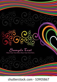 abstract black colorful stripes background with colorful heart