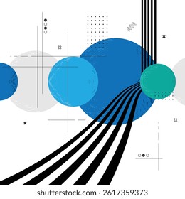 Abstract black and colour lines background. 3d forms sphere wallpaper design. Circle pattern perspective
