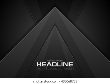 Abstract black concept technology graphic background. Vector dark corporate design