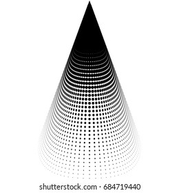 Abstract black cone from halftone dots.
