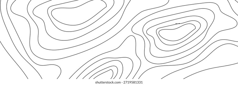 Las líneas de contorno negras Abstractas crean un patrón de mapa topográfico dinámico sobre un fondo blanco limpio, perfecto para el Diseño gráfico, ilustraciones científicas o fondos artísticos modernos y