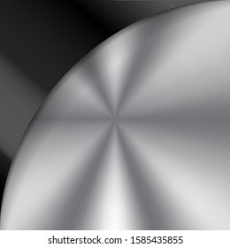 Abstract Black Corner Design Element on Shiny Steel Background Texture