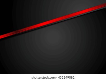 Abstract black corporate background with red glossy stripe. Vector graphic design