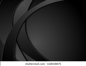 Abstract black corporate waves background. Vector concept design