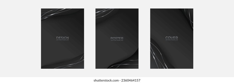 Abstract black cover design template. Luxury line pattern with metallic gloss in gold, black color. Formal vector background for luxe invite, business brochure, poster, notebook, menu template