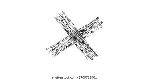 Cruz negra Abstractas formada por el cepillo texturizado, intersecado Stro