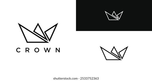 Abstract black crown logo. Royal king icon design. Premium Vector