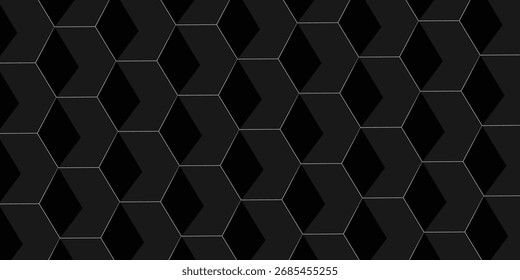 Abstract Black cube triangle geometric square seamless background. Seamless blockchain technology pattern. pattern with blocks. Abstract geometric design print of cubes pattern.

