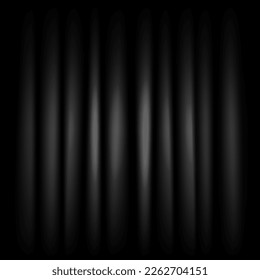 Abstract black curtains. Draped dark fabric with pleats and waves. Vector illustration.