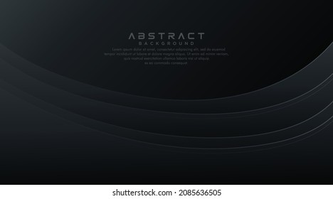 Abstract black curve shape vector background. Modern graphic texture design elements with space for your text. Simple and elegant overlap layers with shadow. Vector illustration