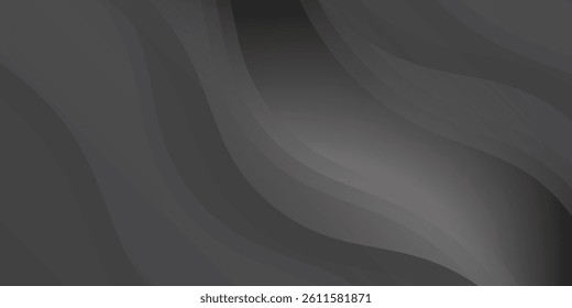 Abstract black curve wave paper cut style background vector illustration.