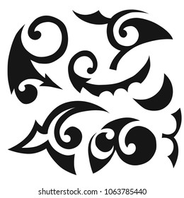 Abstract black curved elements on white background