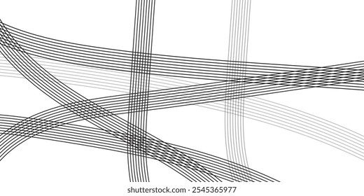 Abstract Black Curved Line Pattern on White Background for Minimalist Modern and Graphic Design Needs