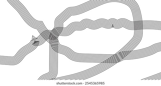 Abstract Black Curved Line Pattern on White Background for Minimalist Modern and Graphic Design Needs