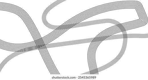 Abstract Black Curved Line Pattern on White Background for Minimalist Modern and Graphic Design Needs