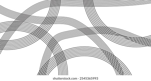 Abstract Black Curved Line Pattern on White Background for Minimalist Modern and Graphic Design Needs