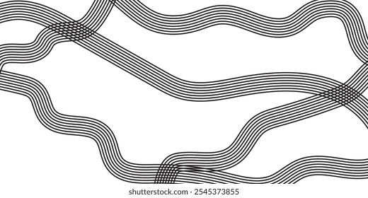 Abstract Black Curved Line Pattern on White Background for Minimalist Modern and Graphic Design Needs