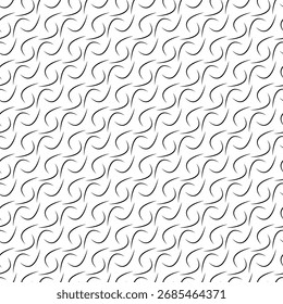 Abstract Black Curved Line Pattern: Seamless Background for Design, Textiles, Wallpaper, and Graphics
