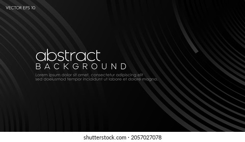 Abstract black curved lines background for business and technology banner design template. Eps 10 Vector