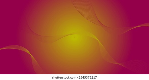 Abstract Black Curved Lines on Vibrant Gradient Background with Yellow and Orange Hues for Modern Art