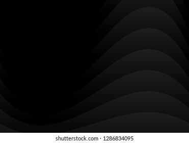 Abstract black curved overlap layer design on dark background paper style. Vector illustration