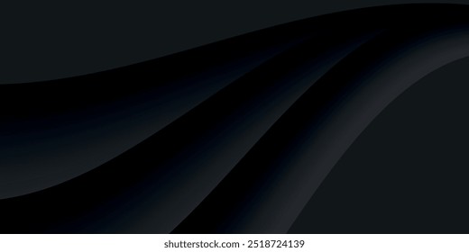 Abstract black curved overlap layer design on dark background paper style.