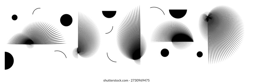 elementos pretos curvos abstratos espiky conjunto espiral radial 