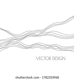 Abstract black curved wave lines on a white background. Vector illustration with deformed intersecting lines.
