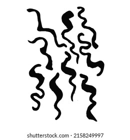 abstract black curvy irregular shaped lines in doodle style. for abstract design in modern style.