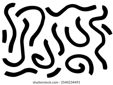 Abstract black curvy line set for decoration. Vector illustration