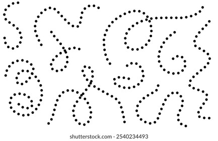 Abstract black curvy line set for decoration. Vector illustration