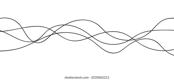 abstract black curvy line vector can be used background.