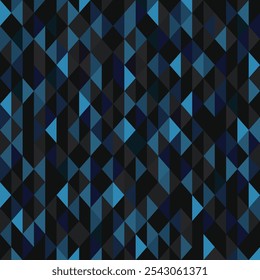 Abstract black and dark blue triangular mosaic background. Multicolor Geometric texture vector illustrator. Dark triangles texture vector design.