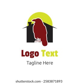 Abstract Black and dark brown Crow Logo as gaming vector illustration with dummy text or font on white isolated background for multipurpose use.