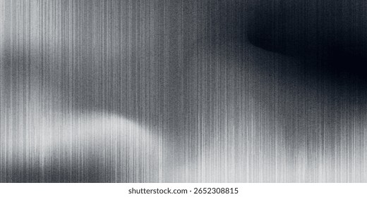 Abstractas fondo de onda negro, gris oscuro, plateado y blanco para el diseño. Ondas ligeras, líneas onduladas. Gradiente de Ombre. Áspera y granulosa.