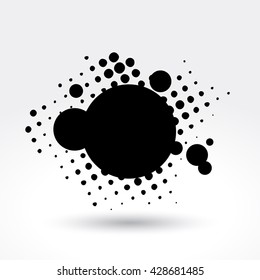 Abstract black design element. Vector illustration. Black spots, splashes, stains, circles. 