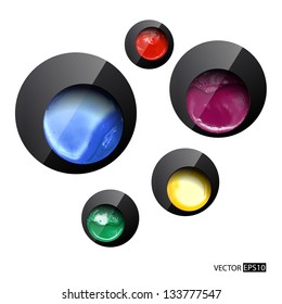 Abstract black design with paint cans. Vector illustration.