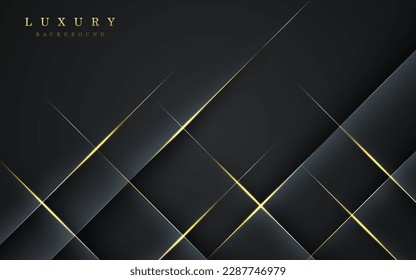 abstract black diagonal stripe with golden line shadow and light luxury texture background. eps10 vector