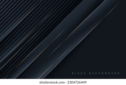 abstract black diagonal stripe with golden line shadow and light papercut texture background. eps10 vector