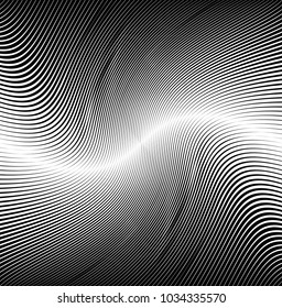Abstract Black Diagonal Striped Background . Vector curved slanting, oblique lines texture