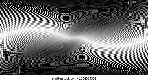 Abstract Black Diagonal Striped Background . Vector curved slanting, oblique lines texture