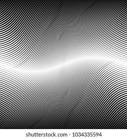 Abstract Black Diagonal Striped Background . Vector curved slanting, oblique lines texture