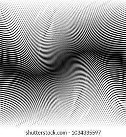 Abstract Black Diagonal Striped Background . Vector curved slanting, oblique lines texture