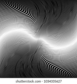 Abstract Black Diagonal Striped Background . Vector curved slanting, oblique lines texture