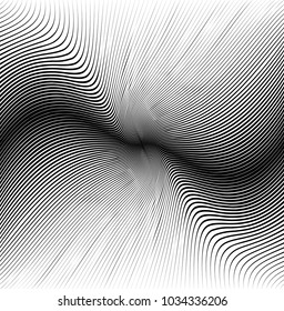 Abstract Black Diagonal Striped Background . Vector curved slanting, oblique lines texture