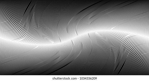Abstract Black Diagonal Striped Background . Vector curved slanting, oblique lines texture