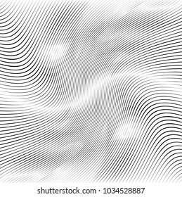 Abstract Black Diagonal Striped Background . Vector curved slanting, oblique lines texture